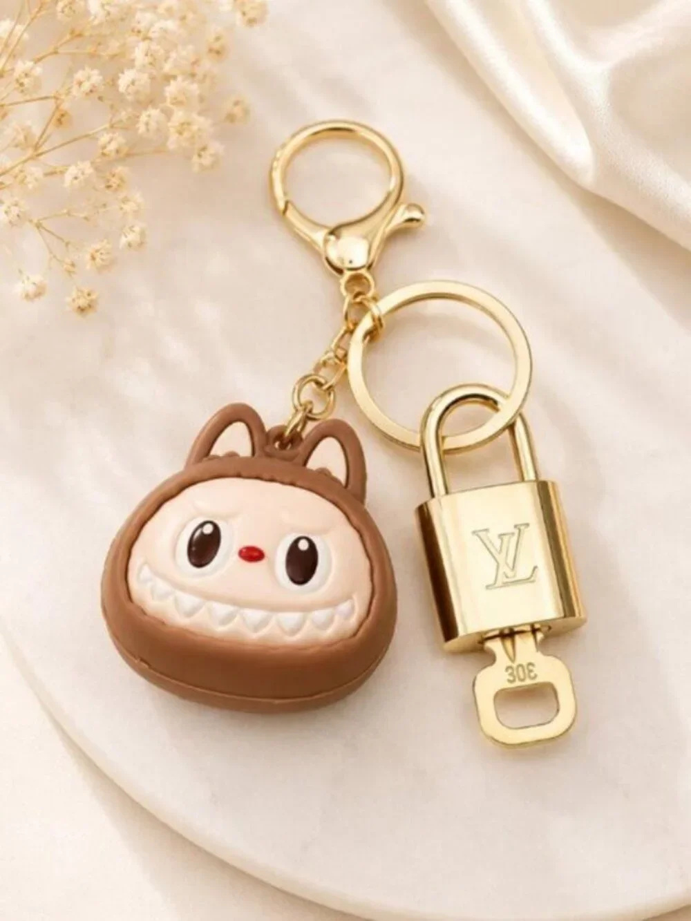 Louis Vuitton Gold Lock 🔑 Authentic LV Padlock + Bag Unbranded Labubu Charm